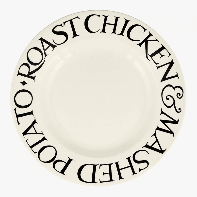 Black Toast Roast Chicken Plate, D27cm, Cream
