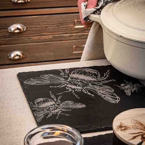 Image showing the Bee Slate Pot Stand, H25cm x W25cm, Black product.
