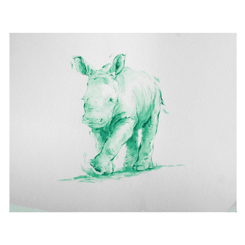 Image showing the Green Rhino Framed Print product.