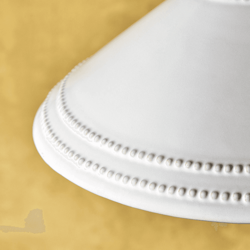 Ted Ceramic Shade with Antiqued Brass Gallery, D29.5cm, Stone