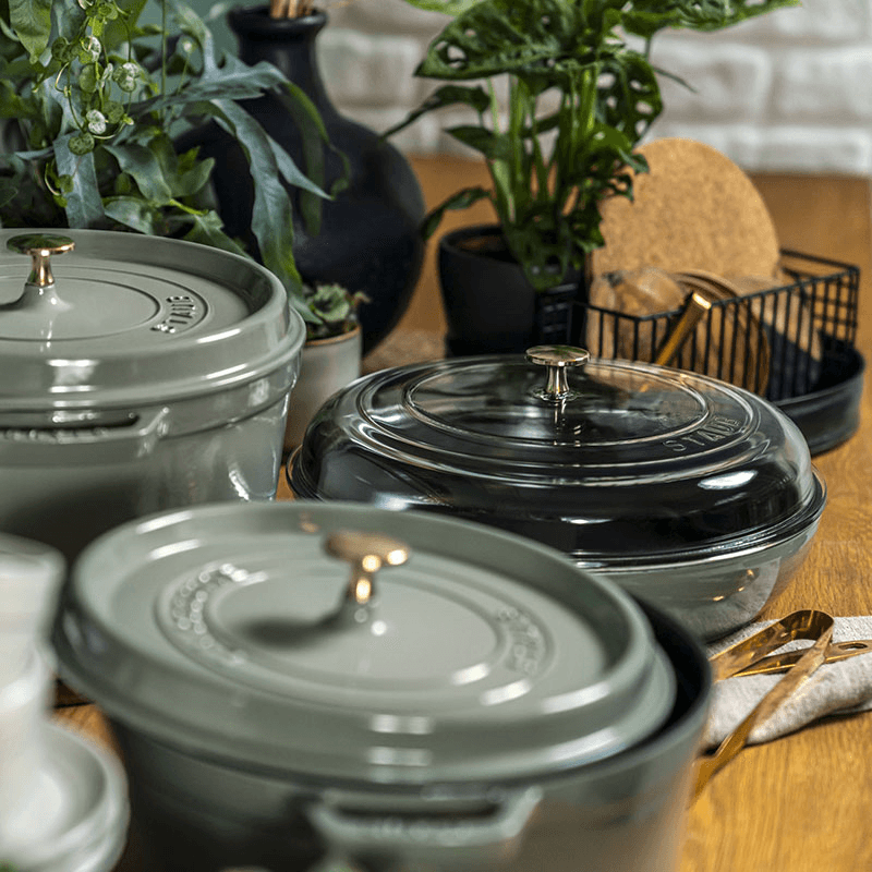 Cast Iron Braiser with Glass Lid, 30cm, Eucalyptus