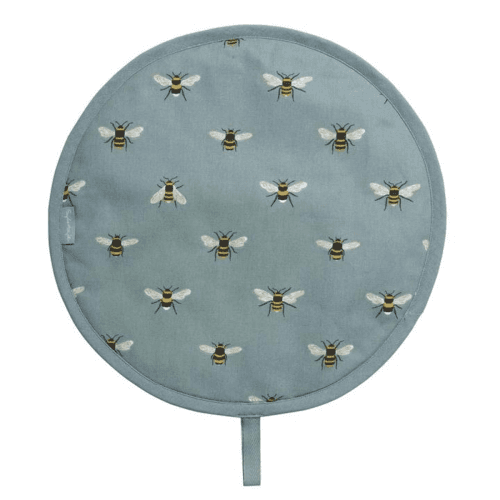 Image showing the Bees Circular Hob Cover, Teal product.