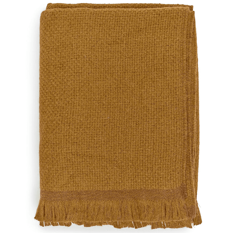 Alpaca Basketweave Throw, 130 x 180cm, Mustard