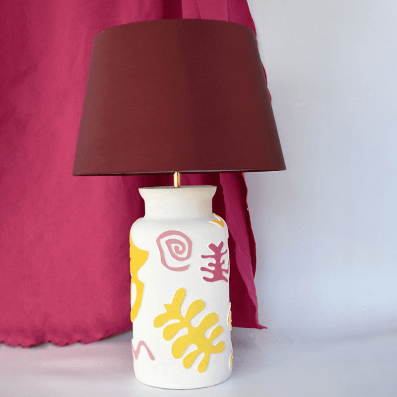 Can Can Table Lamp, H36cm, Pink & Yellow