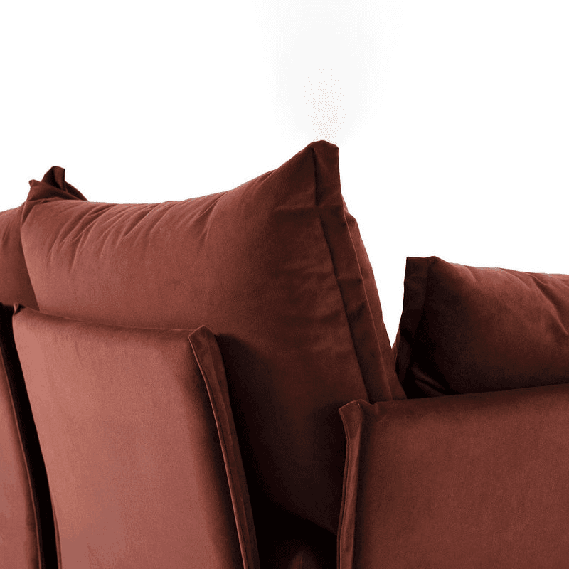 Model 06 Velvet 2 Seater Sofa With Chaise, Brick