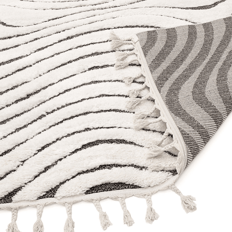 Arianna ripple shaggy moroccan rug, 200 x 290cm, Cream