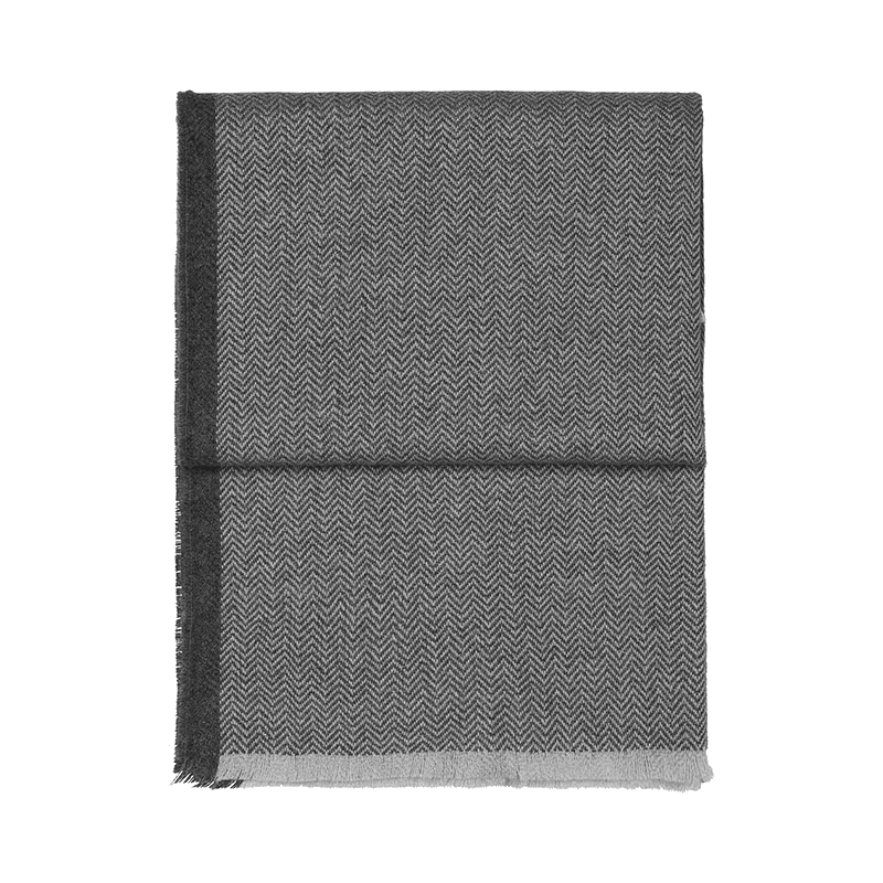 Herringbone Throw, H190cm x W130cm, Light Grey/Grey