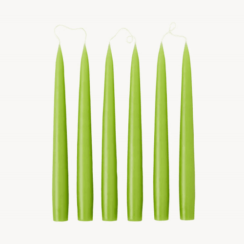 Image showing the Set of 6 Tapered Dinner Candles, H25cm, Spring Green product.