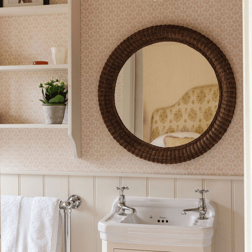Image showing the Polly Round Rattan Mirror, Teak product.