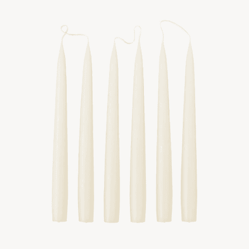 Image showing the Set of 6 Tapered Dinner Candles, H25cm, Off White product.