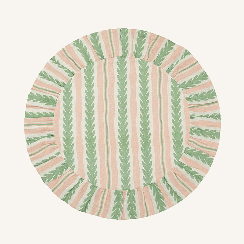 English Oak Reversible Placemat, D39cm, Blush & Blue