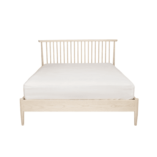 Image showing the Salina Kingsize Spindle Headboard Bed Frame, Pale Timber product.