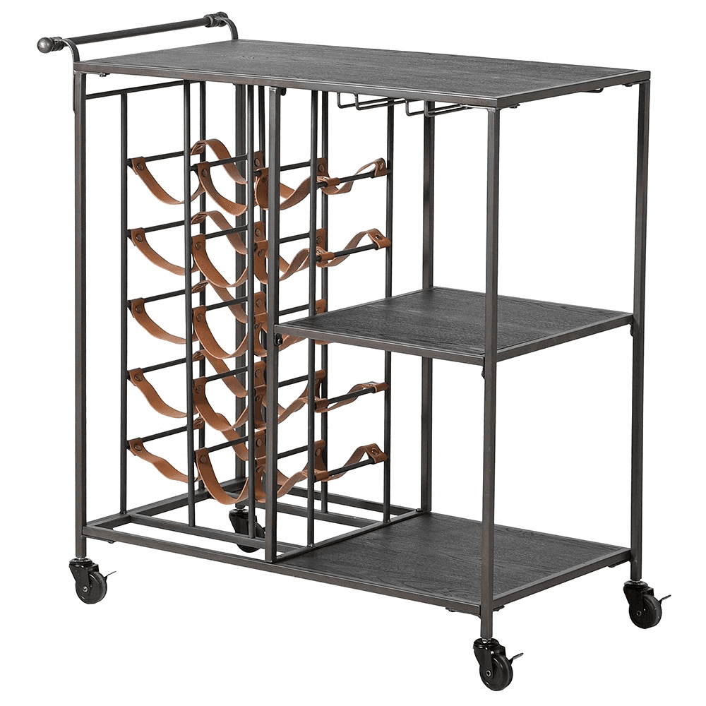 Metal Wine Rack and Trolley, 85 x 80 x 45cm, Black