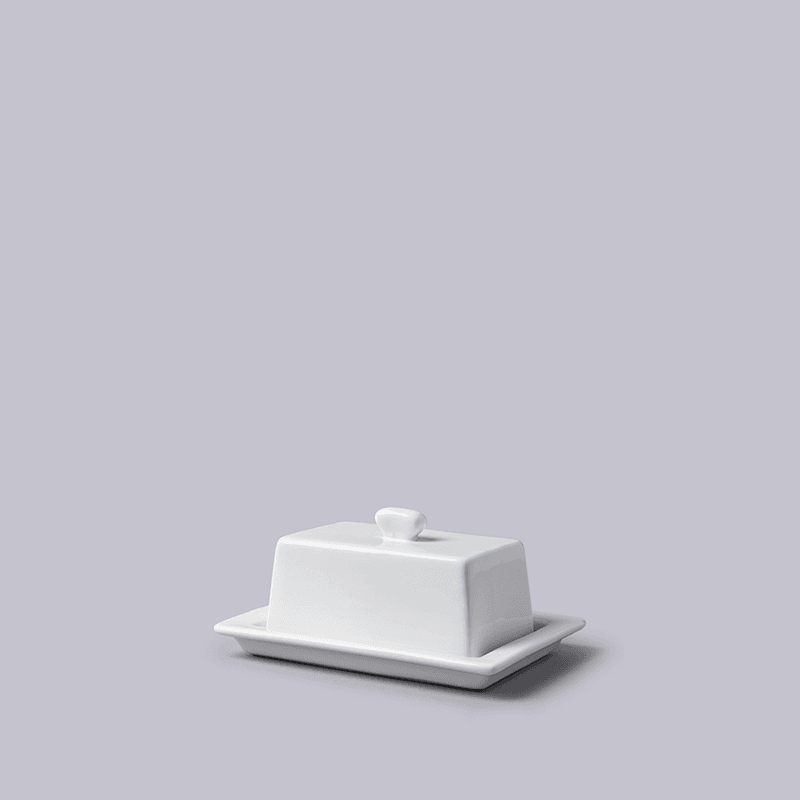 Butter Plate with Lid, White