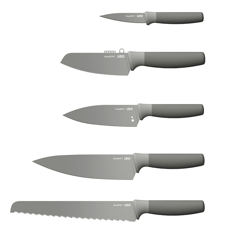 Leo Balance 6 Piece Knife Block, Grey