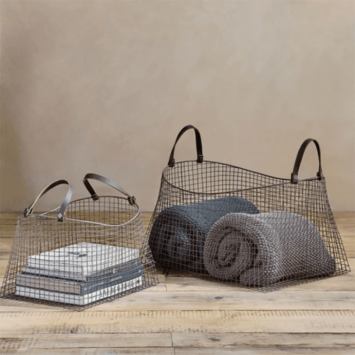 Image showing the Adah Set of 2 Iron Baskets, Brown product.