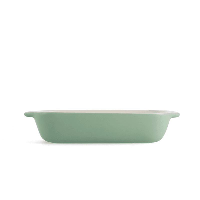 Stoneware Dish with Bamboo Lid, 26cm, Pistachio