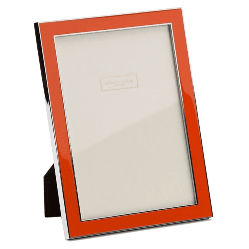 Image showing the Enamel Range Photograph frame, 4 x 6" with 15mm border, orange with silver plate product.