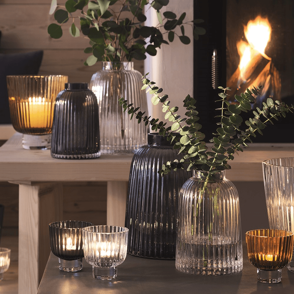 Pleat Vase, H20cm, Clear