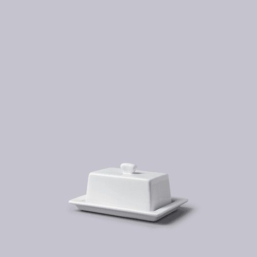 Image showing the Butter Plate with Lid, White product.