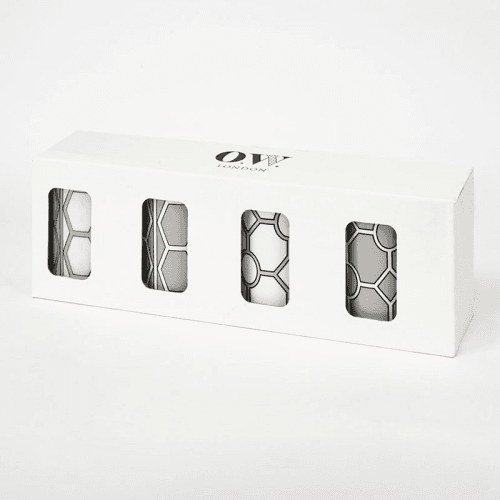 Image showing the Hex & Hoop Set of 4 Mugs, 350ml, Grey product.