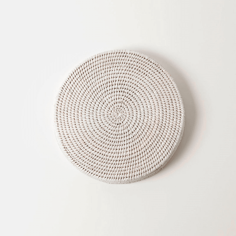 Latha Set of 4 Placemats, D27cm, White