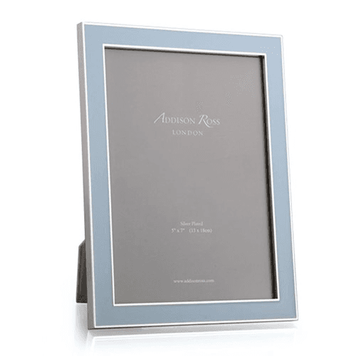 Enamel Photograph frame with luxury grey velvet, 8 x 10", Powder Blue And Silver