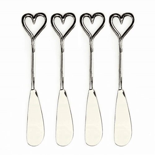 Image showing the Love Heart Set of 4 Butter Knives, L15cm, Silver product.