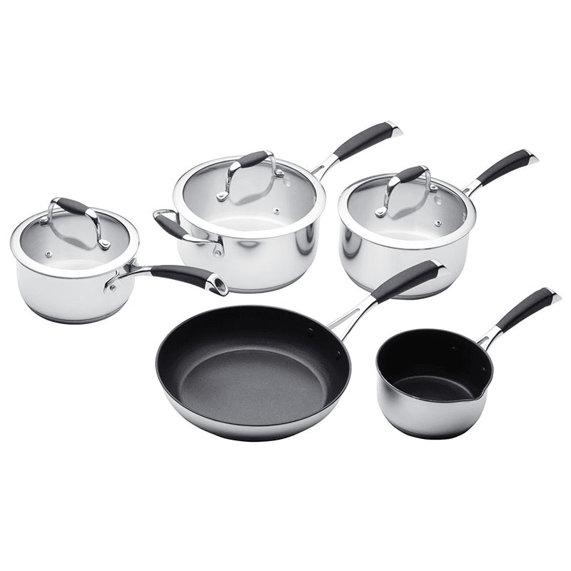 Five piece deluxe cookware set, Non-Stick Stainless Steel