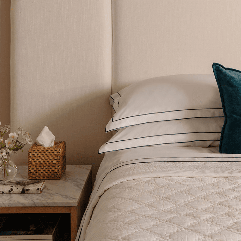 Frame Two Corded Pair of Oxford Pillowcases, Standard, Steel Blue