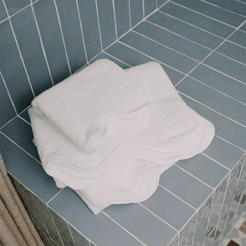 Image showing the Amelia Scalloped Signature Towel Bundle, White product.