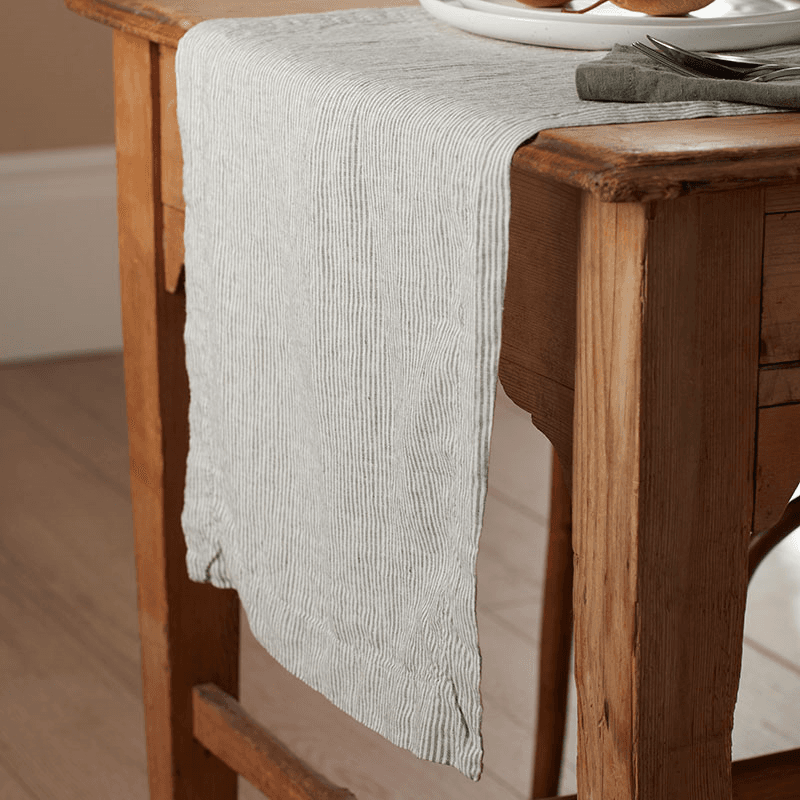 Sid Stripe Table Runner, 45 x 200cm, Olive
