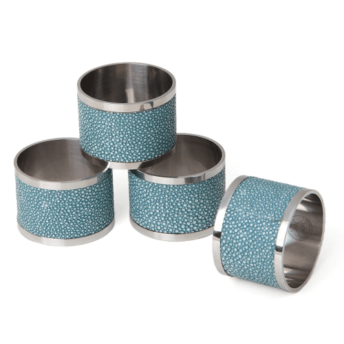 Image showing the Napkin Rings, Teal Shagreen, Set of 4 product.