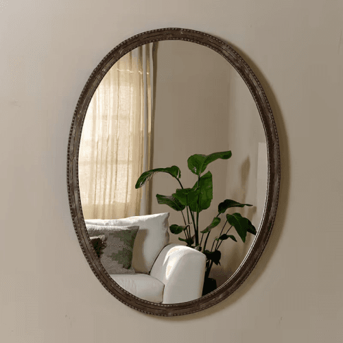 Image showing the Drishti Oval Mirror, Antique Black product.