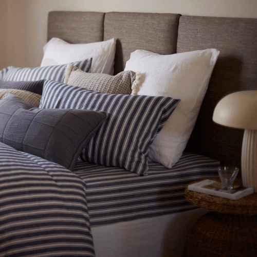 Image showing the Fred Stripe 100% Organic Brushed Cotton Fitted Sheet product.