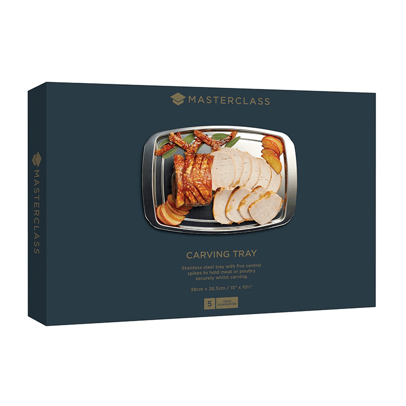 Spiked carving tray, 37 x 28cm, stainless steel
