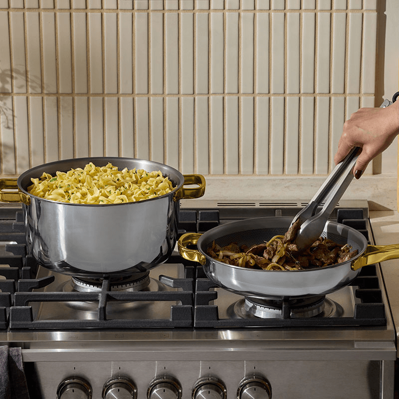 Titanium Pro Cookware Duo, Chrome & Gold