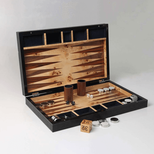 Image showing the Backgammon Board, 54 x 34cm, Caviar Black Shagreen product.