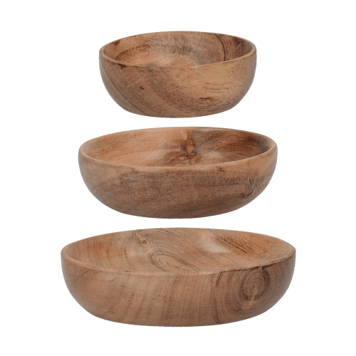 Image showing the Natural Collection Set of 3 wooden bowls, small/medium/large, Accacia Wood product.