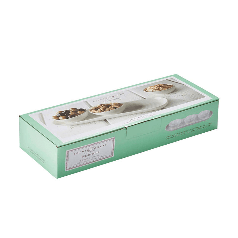 3 bowl & tray set, White