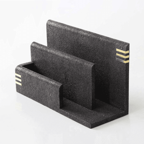 Image showing the Holmes Letter Rack, 26 x 10 x 15cm, Seal Brown Shagreen product.