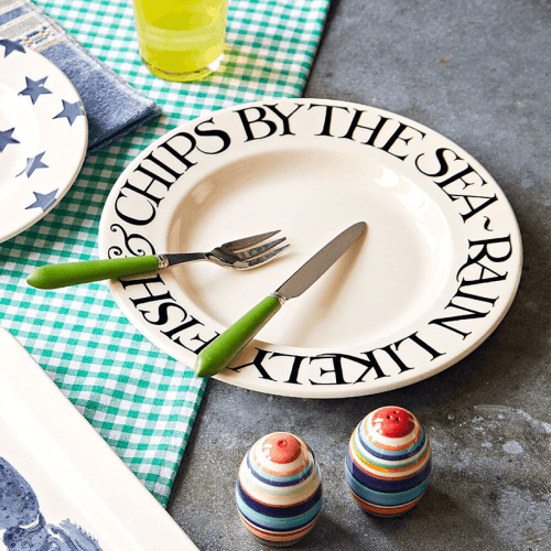 Image showing the Black Toast Fish & Chips Plate, D27cm, Cream product.