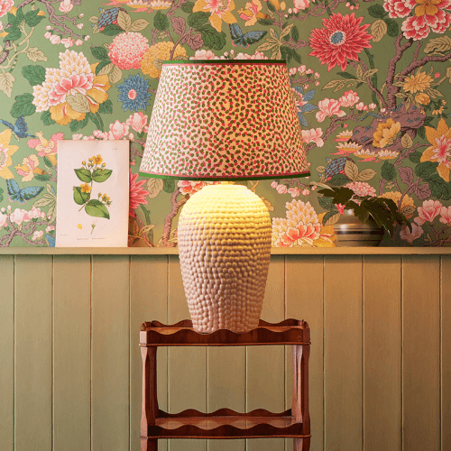 Image showing the Empire Straight Shade Polka Dot Paper By GP & J Baker, 30cm, Pink/Green product.