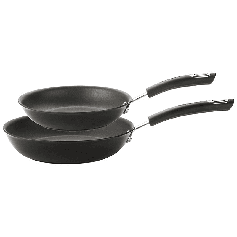 Total Anodised Non-Stick Frying Pan Set, 22cm & 28cm, Black