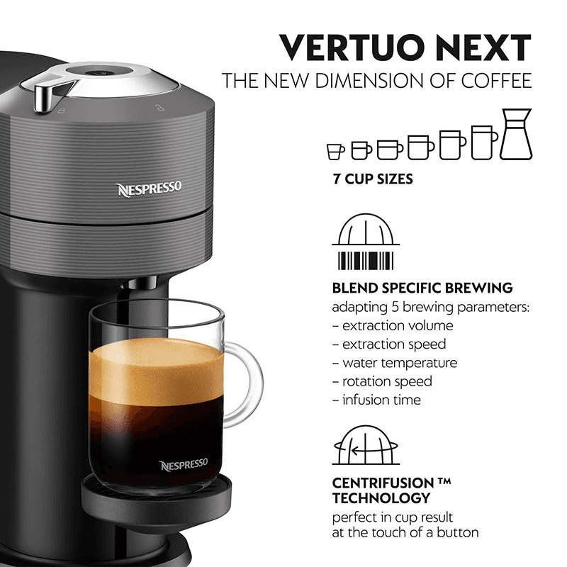 Vertuo Next with Aeroccino Coffee Machine, Grey