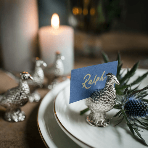 Image showing the Pheasant Set of 4 place card holders, 6 x 11cm, Aluminium And Nickel Plate product.
