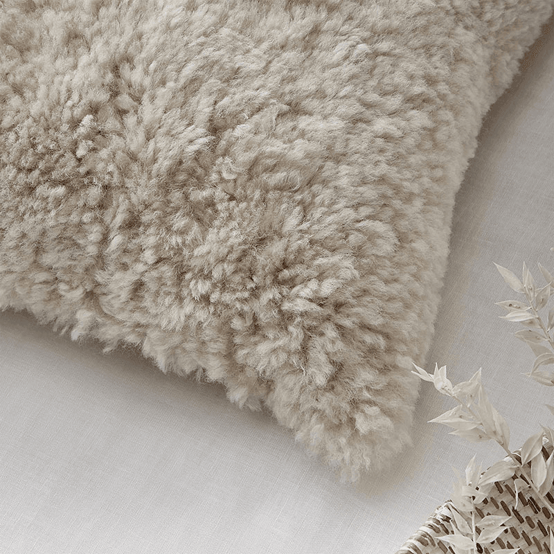 Curly Sheepskin Cushion, 40 x 40cm, Oatmeal