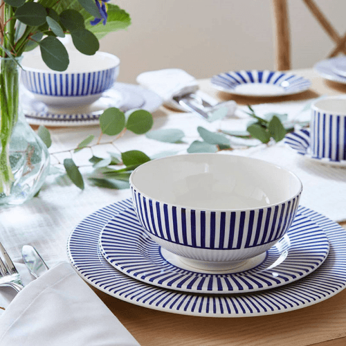 Image showing the Stecatto Set of 4 Bowls, D16cm, White and Blue product.