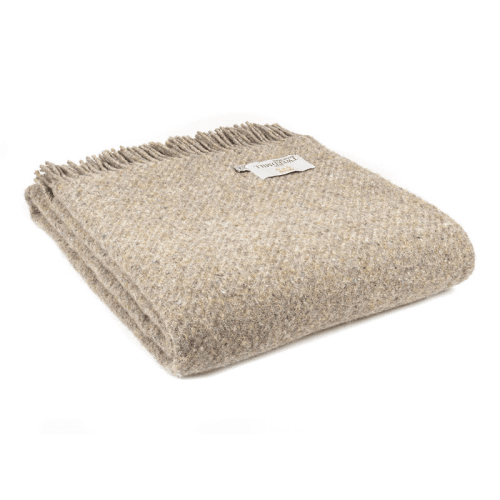 Image showing the Recycled Diagonal Stripe Throw, 150 x 183cm, Almond product.