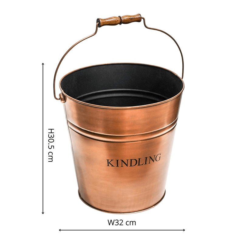 Fireside Kindling Bucket, H30cm, Copper